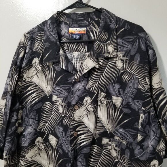 Havana Jack Cafe Men's Shirt XXL 100% Silk Tropical Button Up Short Sleeve - Picture 9 of 10
